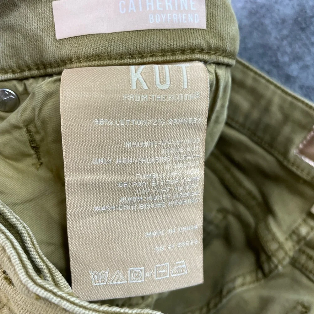 KUT from the Kloth Catherine Boyfriend Jeans Womens 12 Green Stretch Denim Pants